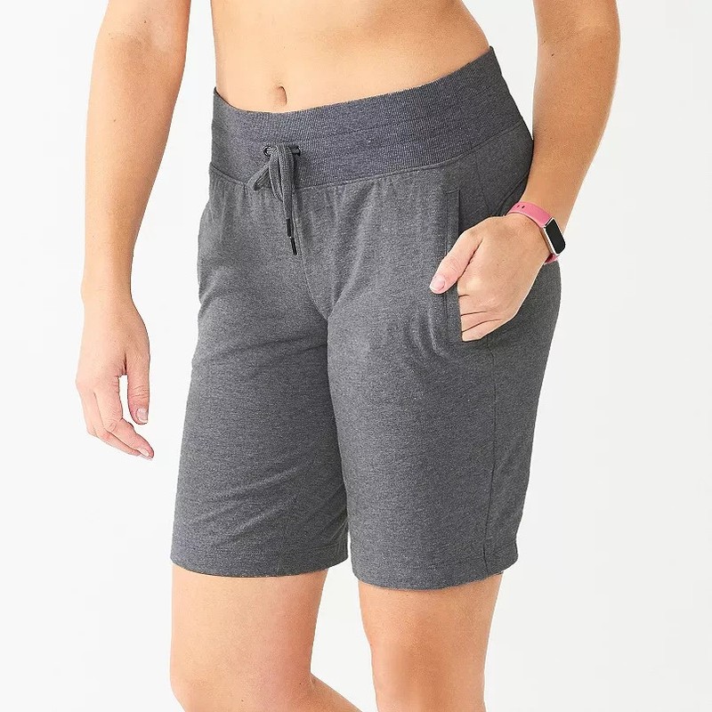 2 New Women's Tek Gear Gray Navy Bermuda Shorts S Small