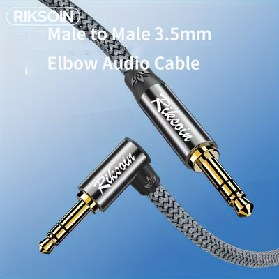 Riksoin 1.2m, 3.5mm Audio Cable Nylon Braided Male to Male for Car Headphones