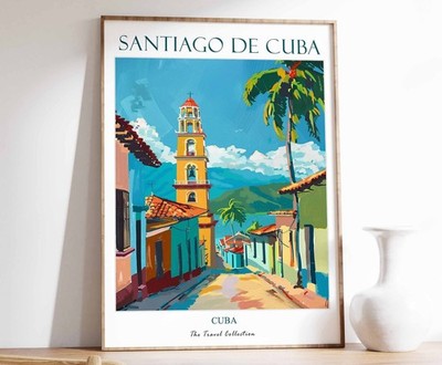 5_Santiago De Cuba Poster, Santiago De Cuba Reisedruck, Kuba Reisekunst, Tropi