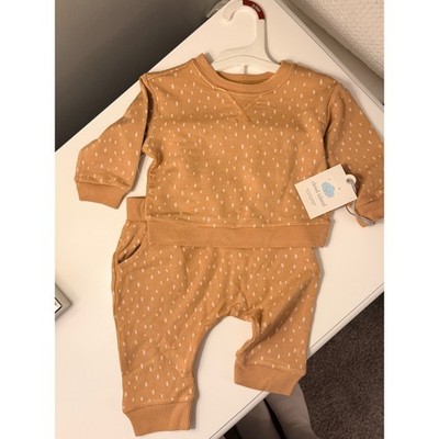 Cloud Island Baby Mustard Yellow Dot Sweatshirt and Jogger Pants Set 3-6M NEW