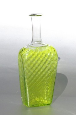 Dän. Baltic Sea Glass Karaffe/Flakon, incalmo Technik, H. ~27cm, ~525g, ~1980er