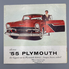 1955 PLYMOUTH Auto Advertising Fold Out Brochure Vintage Automobile Car