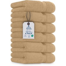 6-Pack Tan Cotton Hand Towels 16x28 inch 550 GSM Lightweight Absorbent
