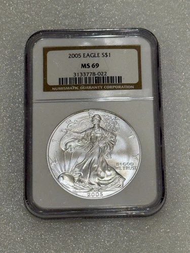2005 Silver Eagle  NGC MS 69 Brown Label ~ PRISTINE ~ NO SPOTS (022)