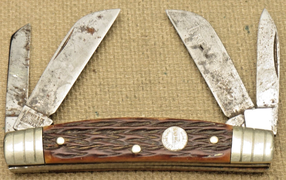 Vintage H BOKER & CO Solingen Medium Congress - Jigged Bone Handles - Solid Used - Image 2 of 4