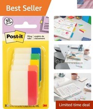 30 Solid Color Filing Tabs - 2-inch, Durable Writable for Easy Organization
