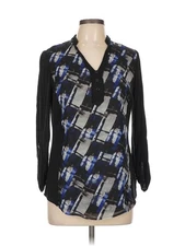 AB Studio Women Black Long Sleeve Blouse L