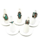 Southwest Sterling Turquoise Red Coral Onyx 5.5-10.25 Rings Lot of 5 #S5225-2 — photo 1