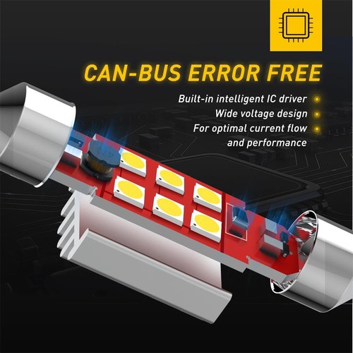 2x 31MM FESTOON 3030 6SMD INTERIOR LED DOME MAP BULB LIGHT GLOBE 12V CAR 4WD