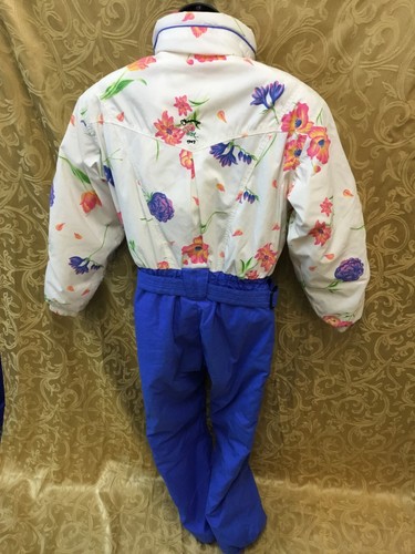 Obermeyer Ski Suit floral blue Snowsuit Juniors 12 full zip hood belt small lady - Picture 8 of 14