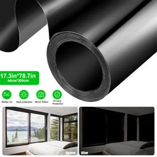 Total Blackout Window Film 100% Light Blocking Room Darkening Static Cling 2Pcs