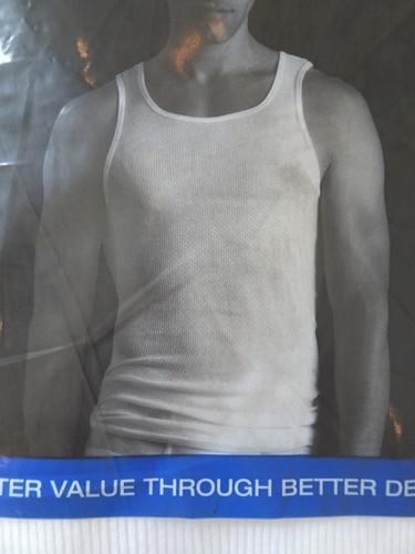 NUEVAS camisetas interiores para hombre Gildan 100 % algodón blancas acanaladas 3/piezas pequeñas - Imagen 3 de 3