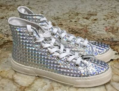 KURT GEIGER London Calling Metallic Silver High Top Sneakers