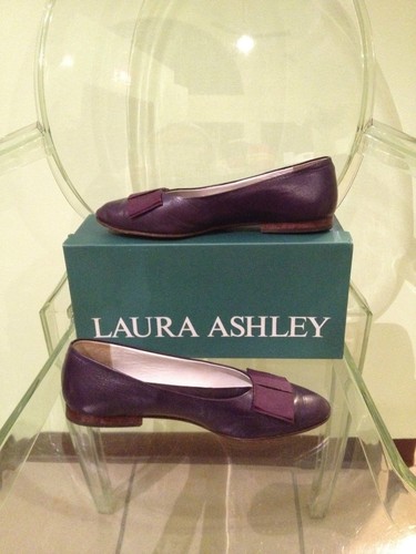 Damen Laura Ashley weinrote Leder-Flats mit Ripsbandschleife 37 - Bild 4 von 5