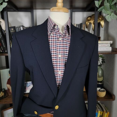 Wimbledon of England Herren Sport Mantel Blazer Zwei Knopf Navy Blau Poly Wolle 43R - Bild 2 von 19