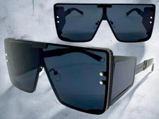 OVERSIZED Vintage Retro HIP HOP Style SUNGLASSES Large Big Black Frame Dark Lens