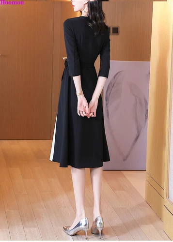 OL Womens Korean Colorblock A-line Shift Shirt Party Cocktail Workwear Dress - Picture 12 of 17