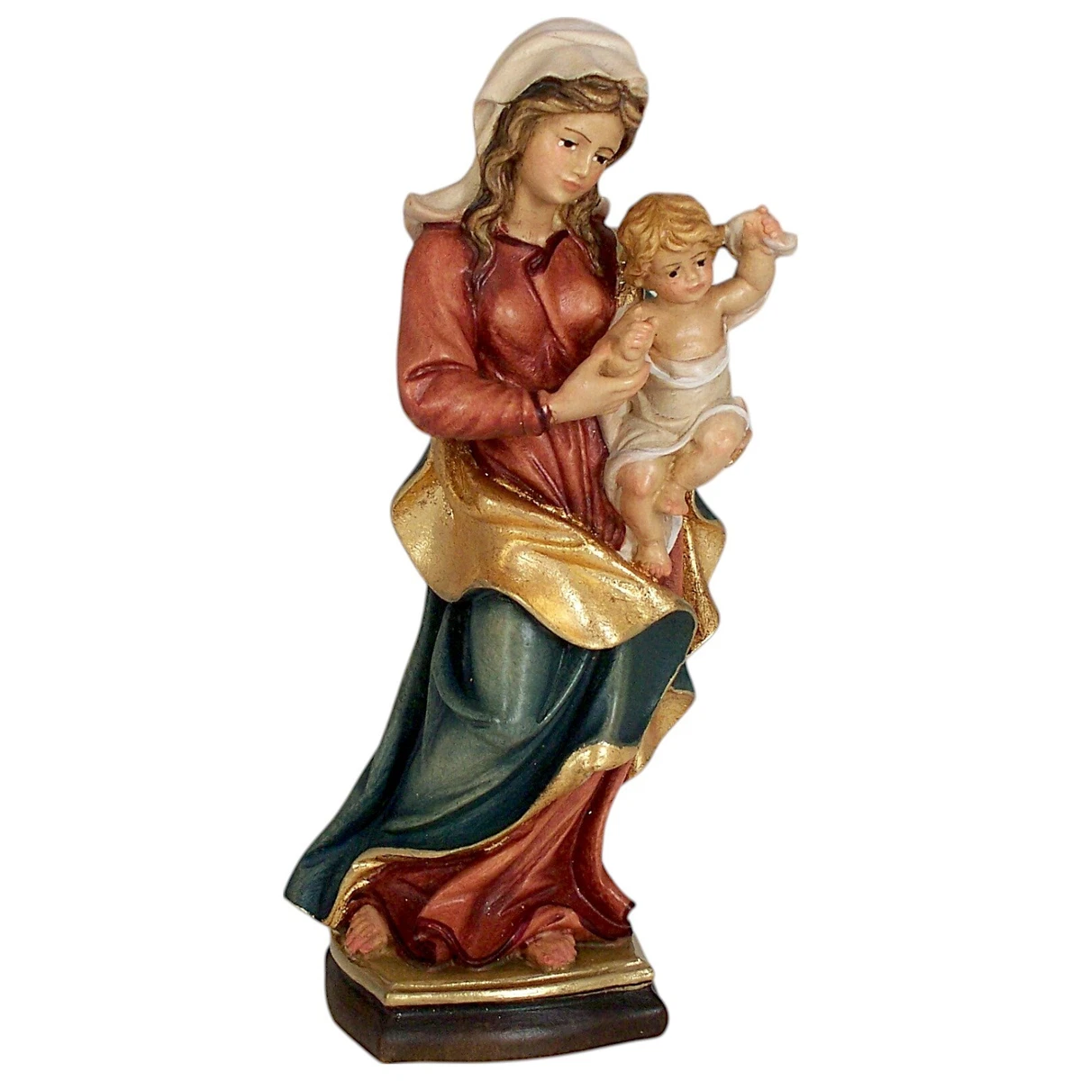 Holz Figur MADONNA MIT KIND H 15 cm color neu. Hl. Heilige Maria Muttergottes IN