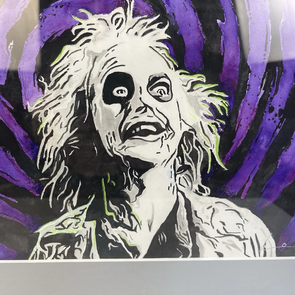 Pintura Beetlejuice ORIGINAL acuarela enmarcada profesionalmente Foto 4 de 4