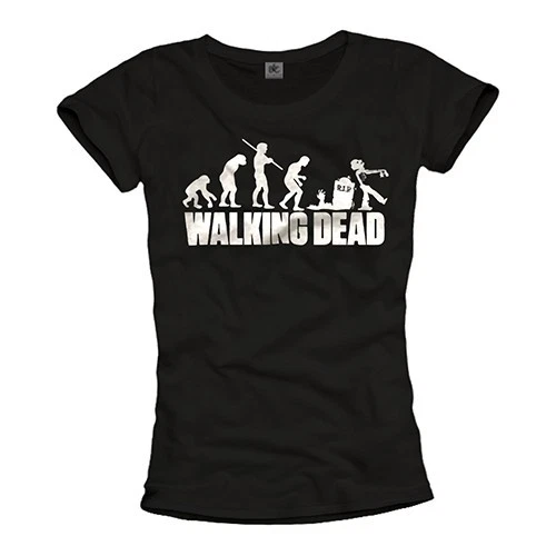 Damen T-Shirt schwarz ZOMBIE EVOLUTION Daryl Dixon Walking Dead Frauen Top Girls - Bild 1 von 1
