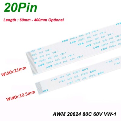 20Pin FFC Flexible Ribbon Cable Flat Wires Pitch 0.5/1mm PCB Board Transmission