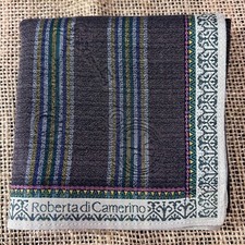 STRIPED DARK BROWN ART HANDKERCHIEF CLASSIC VINTAGE MEN COTTON POCKET SQUARE 18"