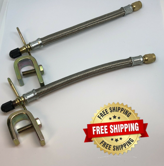 2PCS Stainless Steel 7" Braided Truck RV Tire Valve Stem Extension