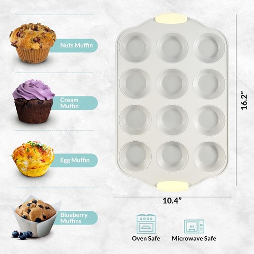 Versatile Nonstick Muffin Pan - 12 Cup Ceramic Coated for Bakers of All Levels - Picture 7 of 9
