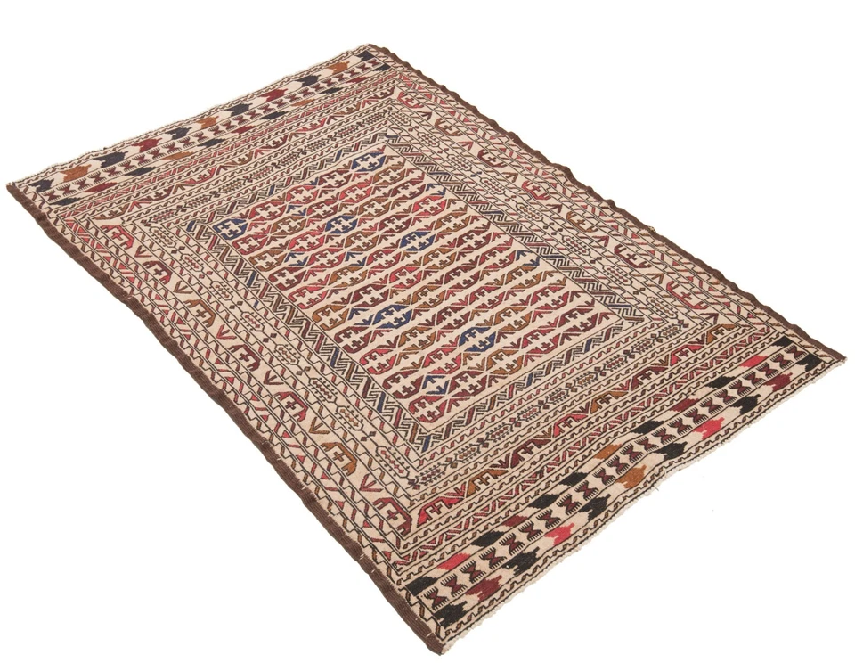 Kelim Sumach Handgewebter Orientteppich 186 x 125 cm-Nomadic,kilim,Soumak,Beige - Bild 3 von 4