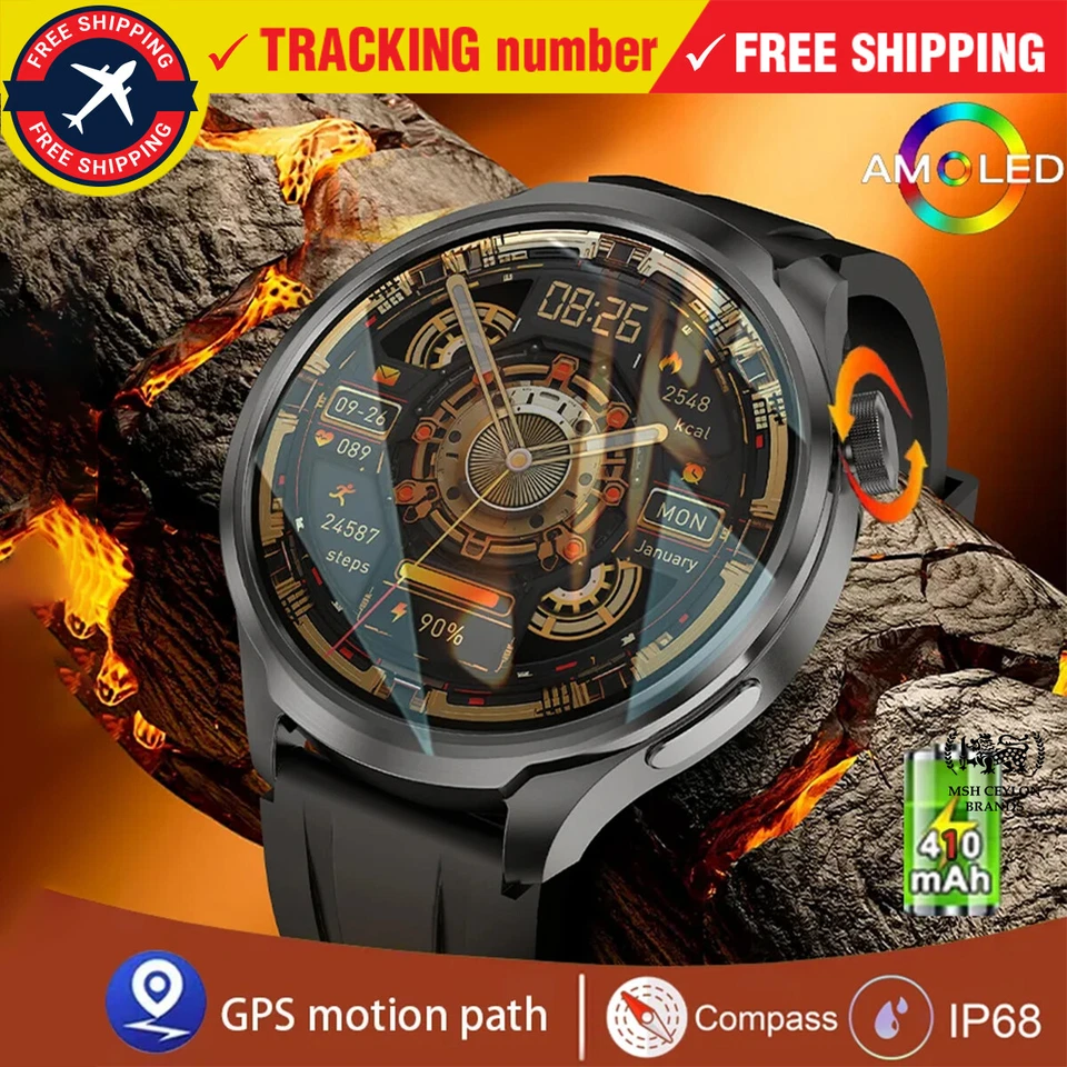 For HUAWEI Sports Smart Bracelet Men Watch 1.85 AMOLED Screen GPS Compass Altime - Image 2 of 4