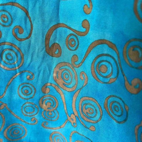 Sarong/chal/bufanda vintage con flecos estampado turquesa - Imagen 5 de 6