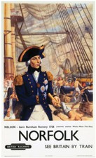 Vintage Norfolk - Nelson born burham rectory Railway Travel Poster A1/A2/A3/A4