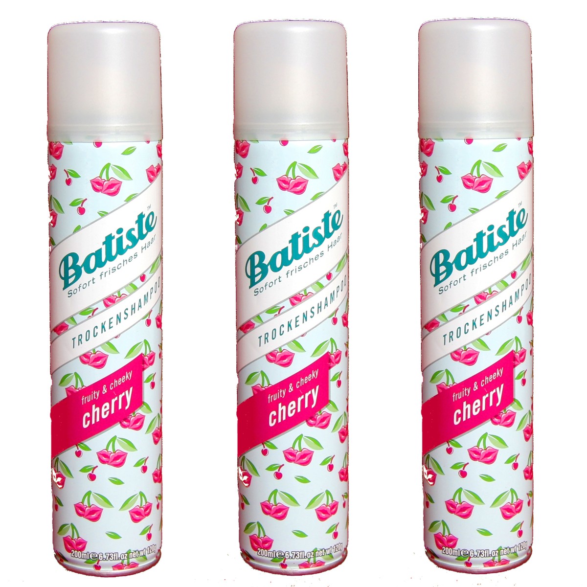 Batiste Trockenshampoo Cherry - 3 X 200 Ml, Fruchtig-frischer Duft, Für Schnelle Frische Zwischendurch