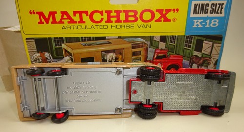 Matchbox Kingsize K-18 Horse Box marrón y rojo naranja-marrón decoración en caja - Imagen 11 de 12