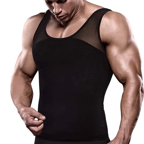 Camisa de compresión torácica ginecomastia para ocultar hombre boobs moobs moldeador hombres adelgazamiento - Imagen 12 de 27