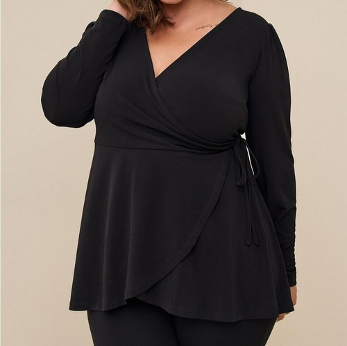Torrid Studio Knit Surplice Wrap Long Sleeve Top Plus Size 5 5X 28 # ...