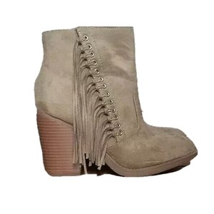 faux suede fringe boots