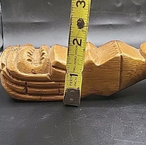 Vintage Hand Carved Monkey Pod Wood Serving Bowl with Tiki Handle - Picture 10 of 10