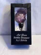 LSARTS Pink And White Sphere Flower BS-361 Glass Bottle Stopper Beautiful