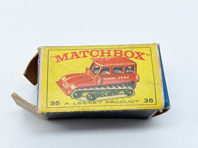 VINTAGE MATCHBOX SERIE LESNEY PRODUCTS LEERE AUTOBOX 35 SCHNEE TRAC