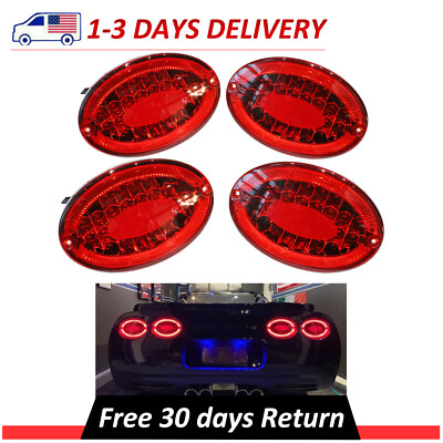 For 1997-2004 Chevrolet C5 Corvette Set of 4 Rear LED Tail Lights Brake Lamp