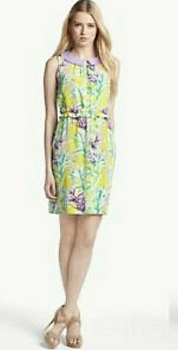 KATE SPADE NEAL SILK FLORA PETER PAN COLLAR SLEEVELESS DRESS SIZE 0