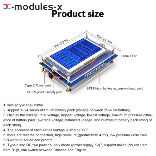 Tester di tensione a cella singola pacco batteria agli ioni di litio 1S - 24S per Lifepo4 Li-Ion LTO - Foto 8 di 21