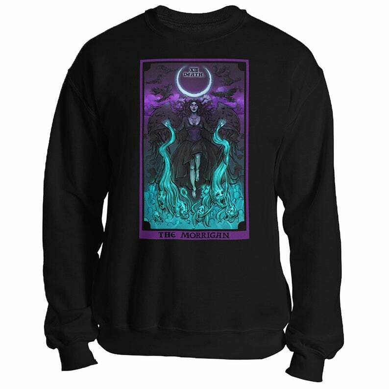 The Morrigan Muerte Tarot Tarjeta Unisex Sudadera Ropa Pagana Bruja Pastel Gótico