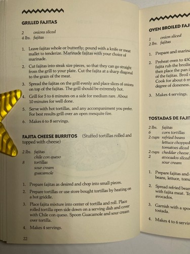 Fajita Fiesta By Rebecca Reyes Tex-Mex Fajitas Meals Desserts Mexican Food 1985 - Picture 16 of 24