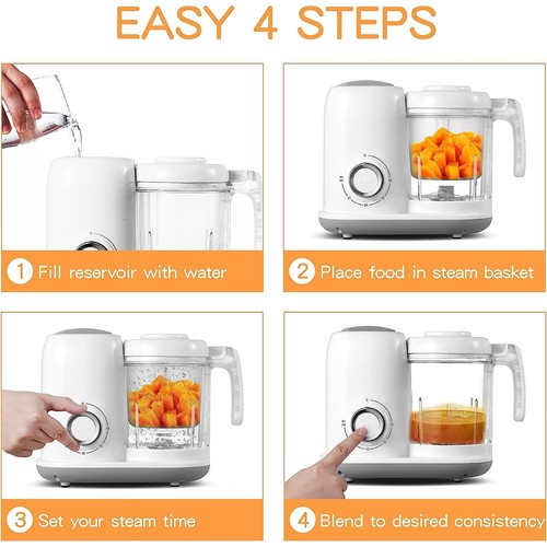 Multifunctional Baby Food Maker 4-in-1 Food Processor Steamer Grinder Blender - Picture 5 of 14