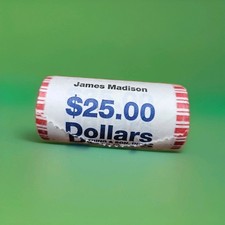 2007 P $1 James Madison Presidential $25 Face Bank Wrap Roll Uncirculated