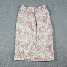 Vintage 80s Pink Flower Stretch Waist Pencil Straight Womens 8 Floral Midi Skirt