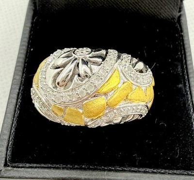 Gold Sterling Silver Ring New MDJ Michael Drechsler 925 Statement Diamond Sz 9