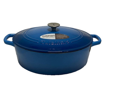 Cuisinart Oval Covered Casserole Dish, Chef's Classic 7 Qt Enameled Cast Iron